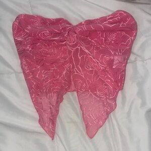 Pink Lace Bandeau Scarf Top
